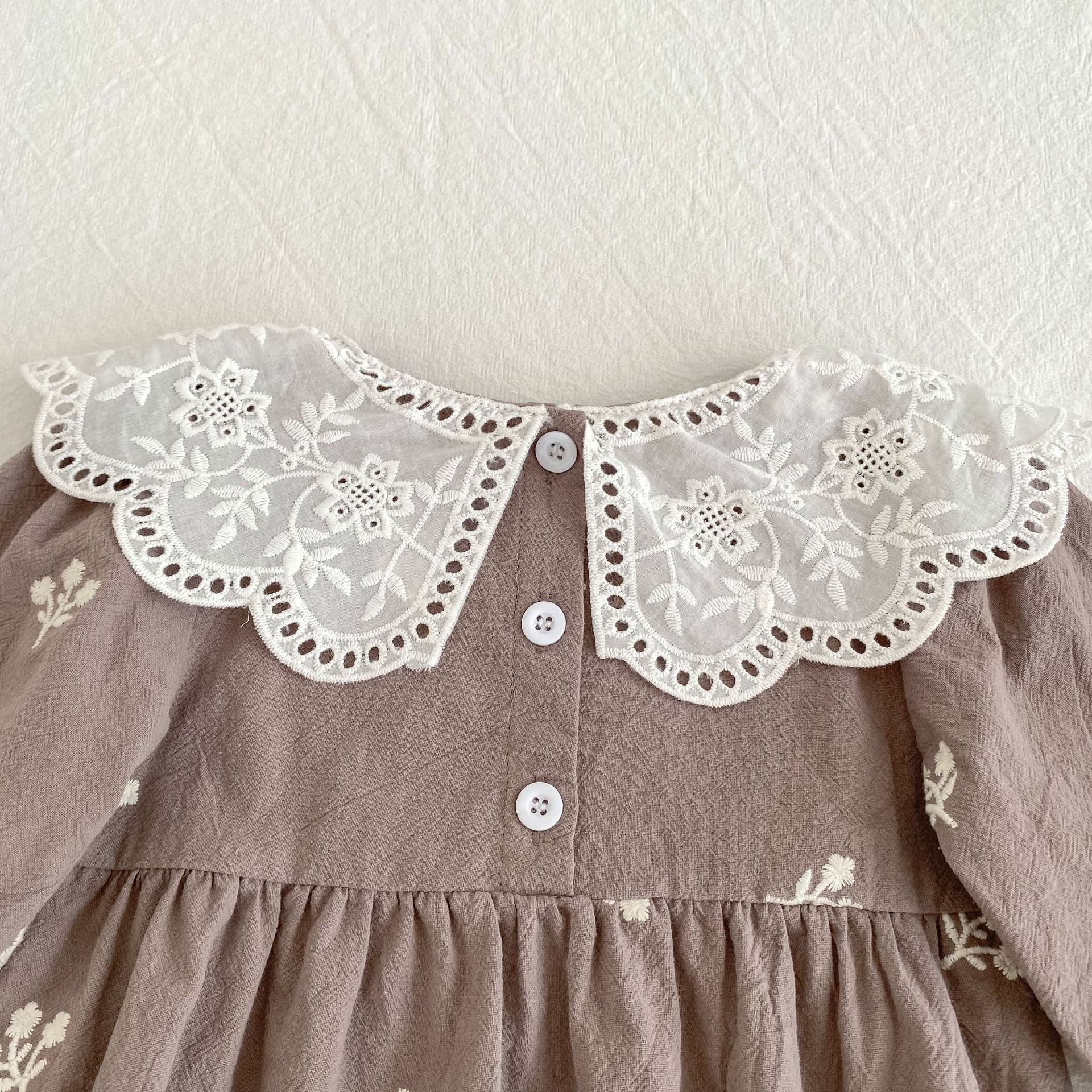 （Pre Order 2 Weeks）Sisters Fall Embroidery Baby Collar Dress&Romper