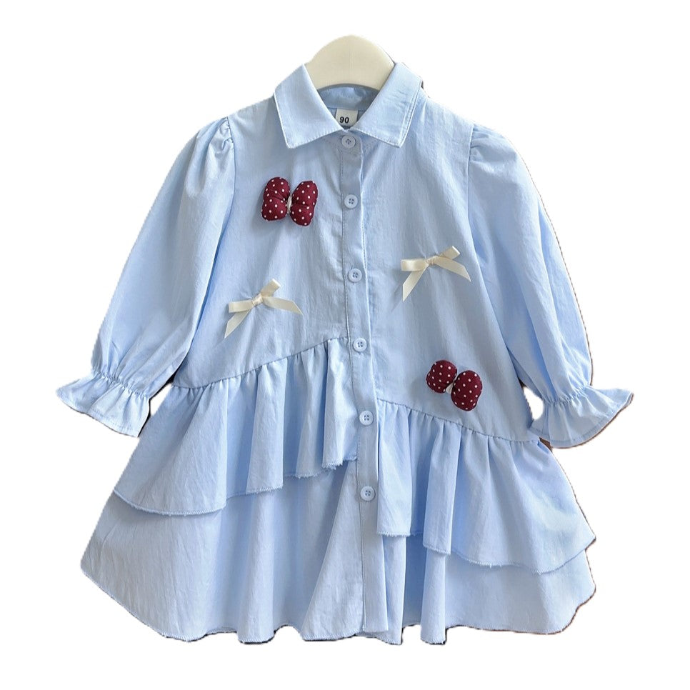 （In Production）Girls Fall&Winter Baby Blue Ruffle Dress