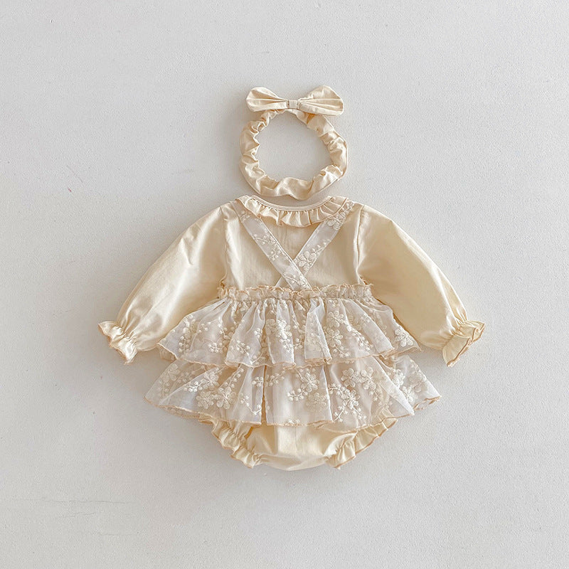 （In Production）Toddler Girls Fall&Winter Lace Ruffle Romper
