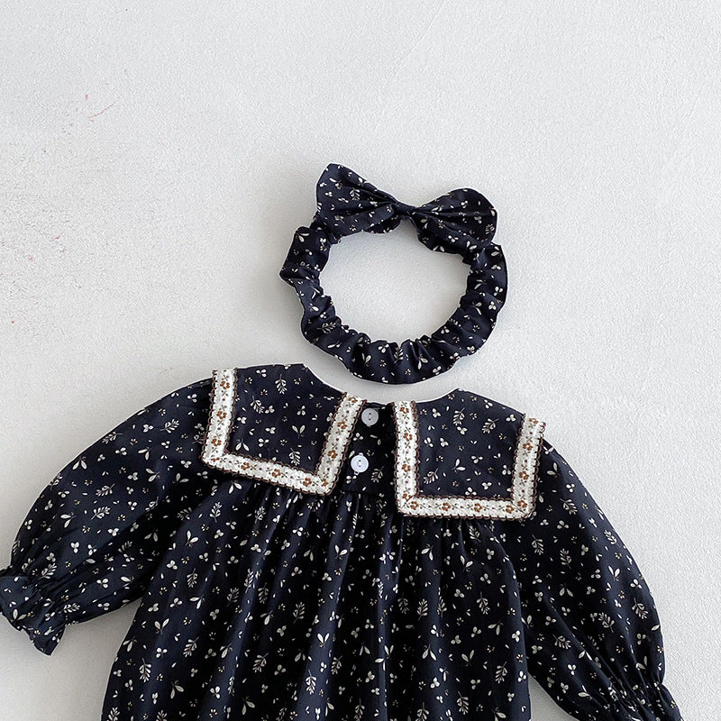 （In Production）Sisters Fall&Winter Floral Print Dress,Romper