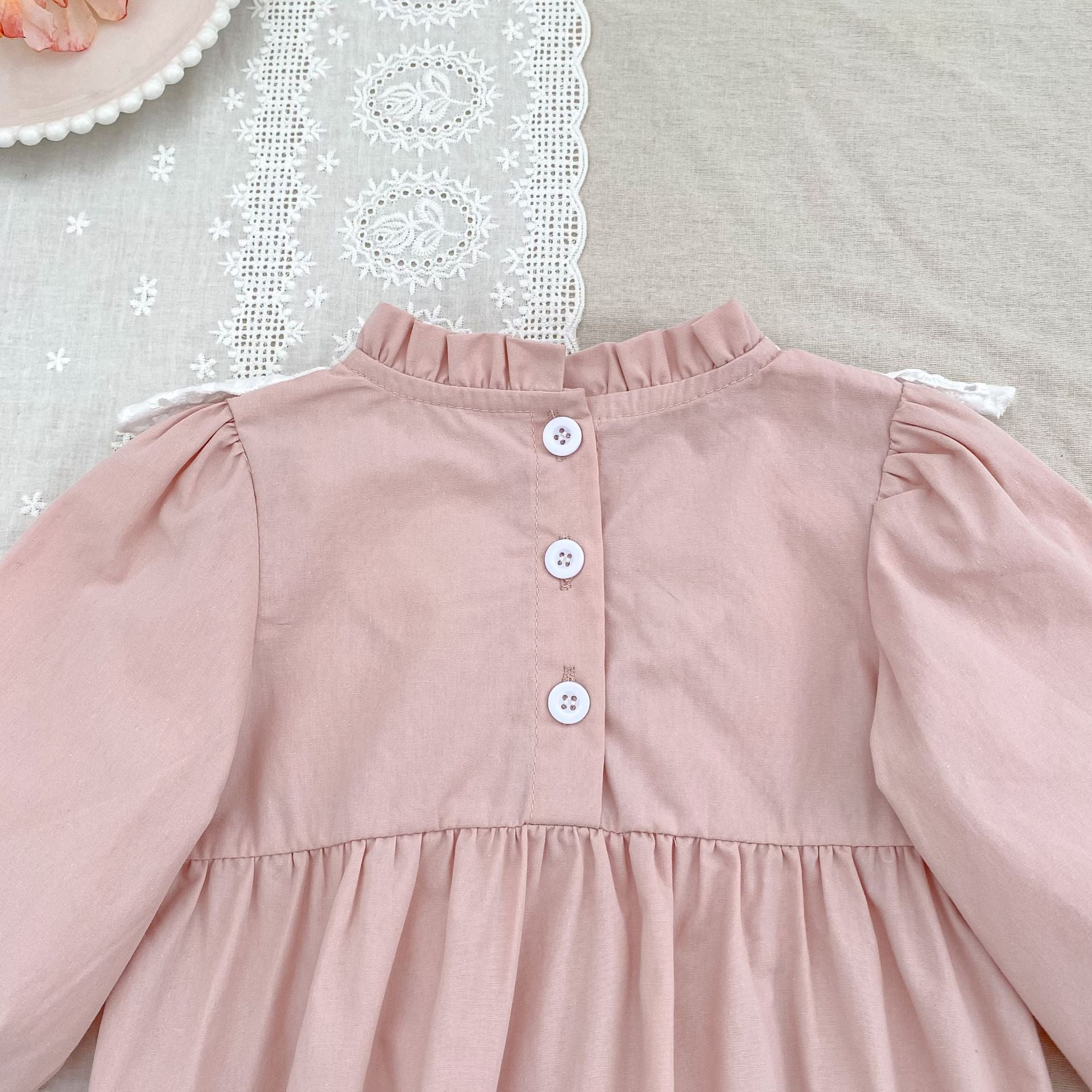 （Pre Order 2 Weeks）Sisters Fall Lace Ruffle Pink Dress&Romper