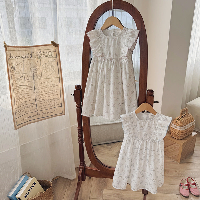 （In Production）Girls Spring&Summer Floral Print Flying Sleeves Dress