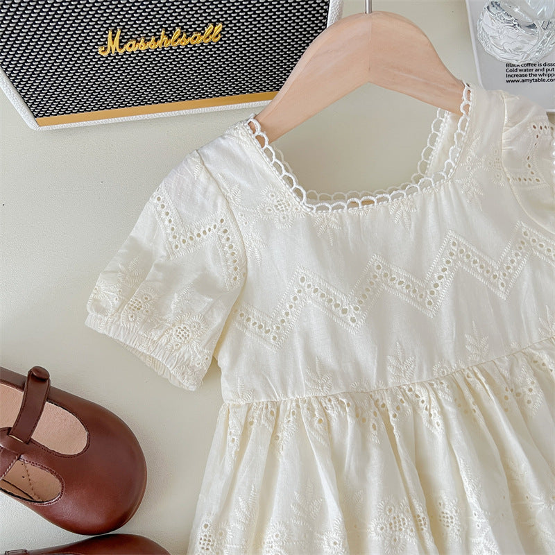 （In Production）Girls Spring&Summer Lace Scallop Dress