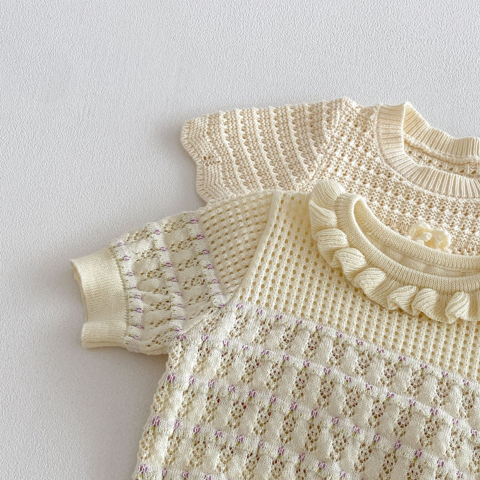 （In Production）Girls Spring&Summer Knitted Ruffle Shorts Set
