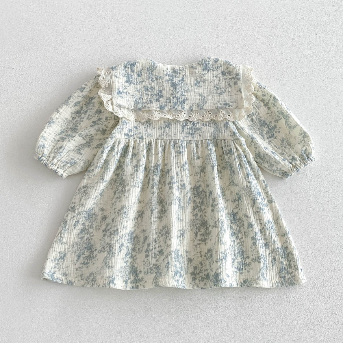 （In Production）Girls Fall Floral Print Lace Collar Dress