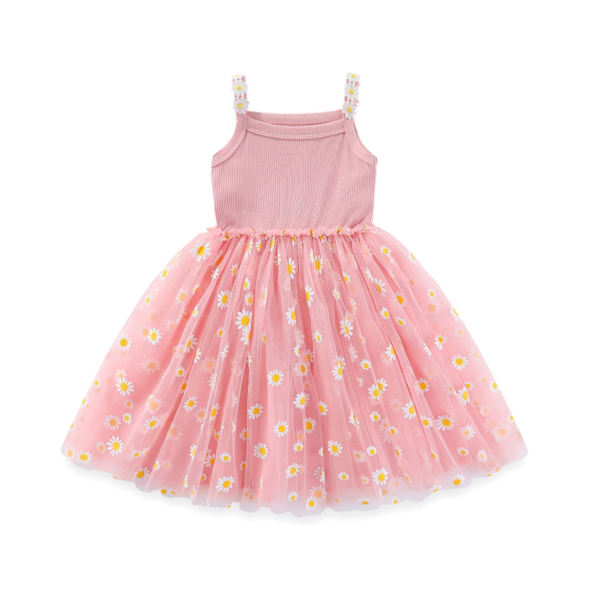 （In Production）Girls Spring&Summer Daisy Embroidery Tulle Dress