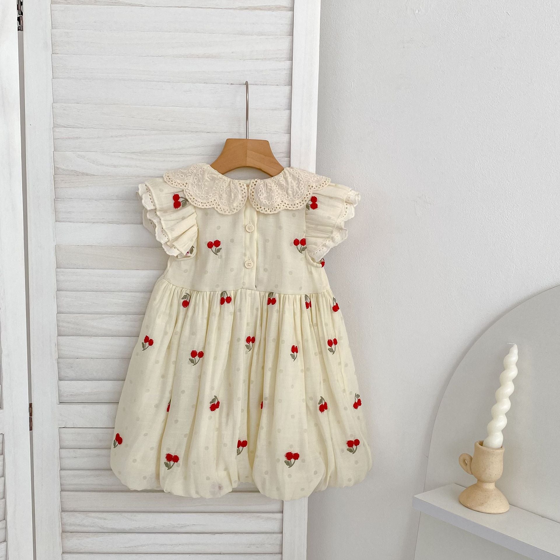 （In Production）Sisters Summer Cherry Embroidery Dress&Romper