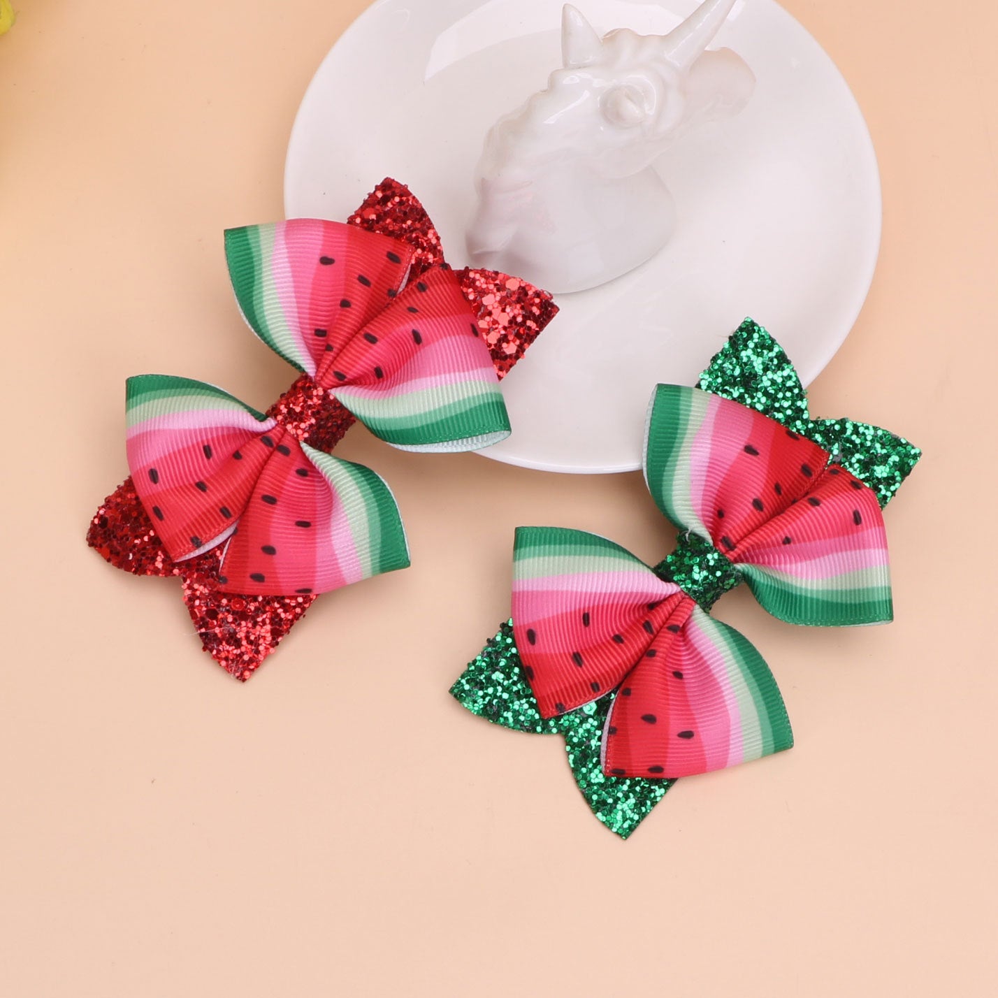 （Pre Order）Girls Summer Watermelon Glitter Hair Clip
