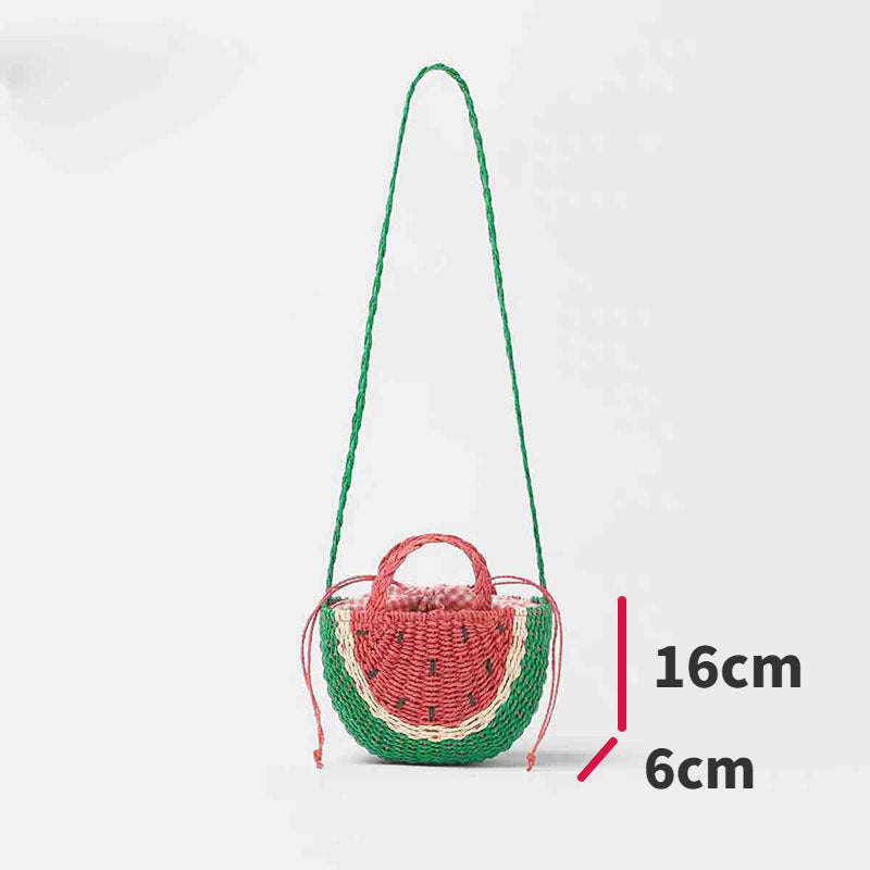 （Pre Order）Girls Summer Watermelon Straw Crossbody Bag