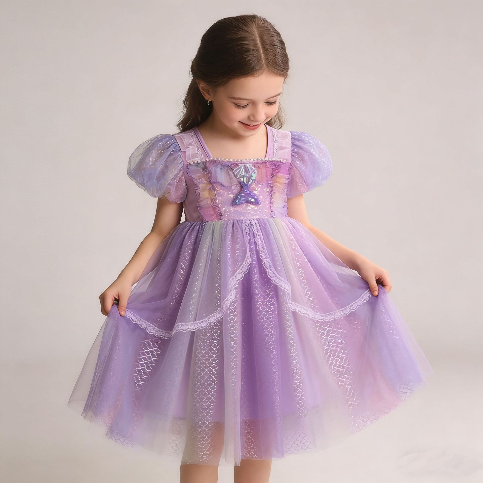 （In Production）Girls Spring&Summer Mermaid Princess Tulle Dress