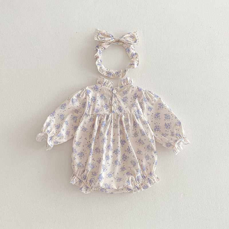 （In Production）Sisters Fall Floral Print Ruffle Dress&Romper