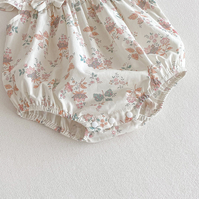 （In Production）Sisters Spring&Summer Floral Print Lace Dress,Romper