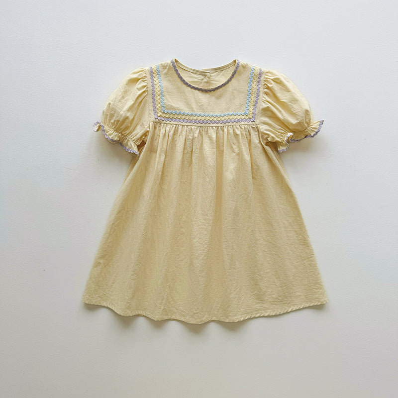（In Production）Girls Spring&Summer Puff Sleeves Cotton Dress
