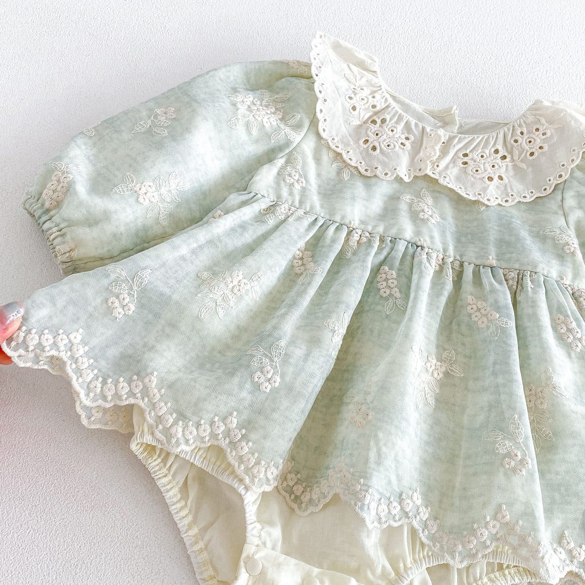 （Pre Order 2 Weeks）Toddler Girls Fall Floral Embroidery Lace Collar Romper