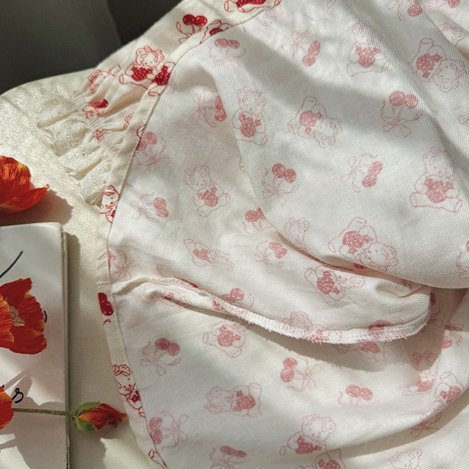 （In Production）One Pack(6 Pieces total)Sale Girls Fall Cherry Embroidery Scallop Dress