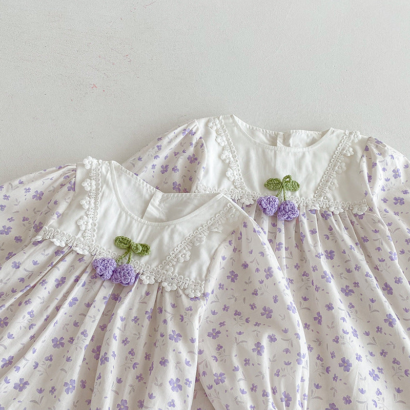（Pre Order 2 Weeks）Sisters Fall Floral Print Lace Dress&Romper