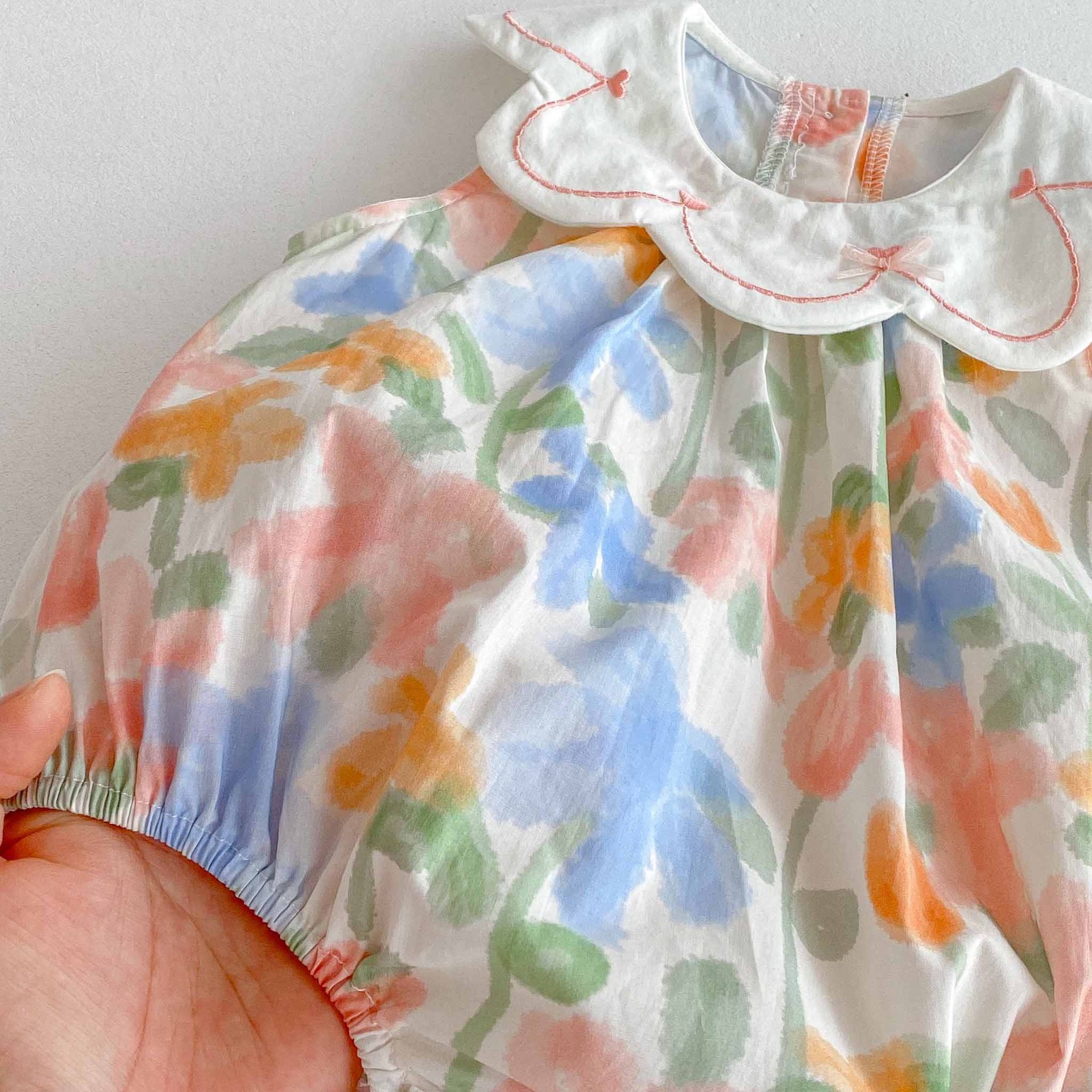 （Pre Order 2 Weeks）Toddler Girls Floral Print Scallop Collar Romper