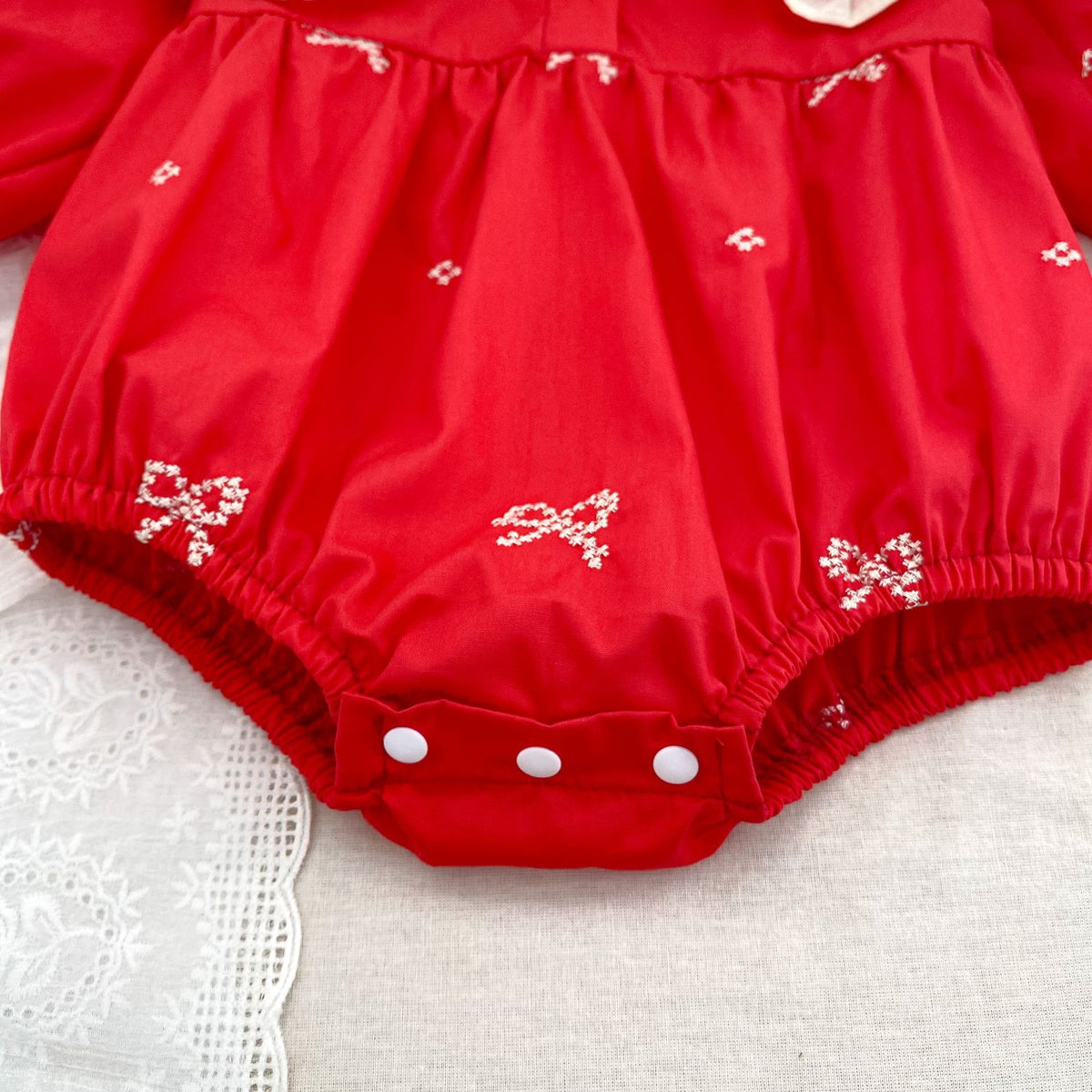 （Pre Order 2 Weeks）Sisters Christmas Bow Embroidery Dress&Romper