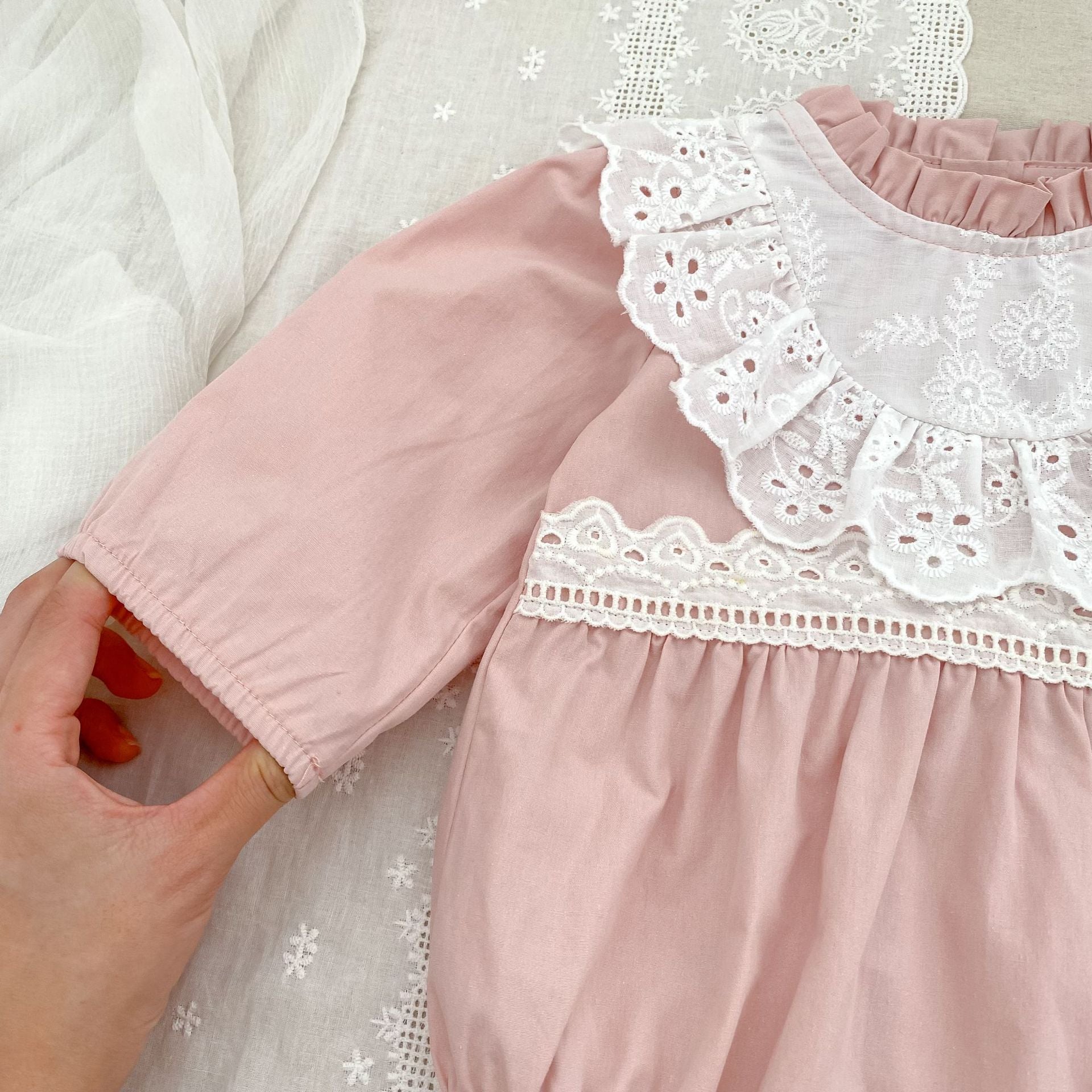 （Pre Order 2 Weeks）Sisters Fall Lace Ruffle Pink Dress&Romper