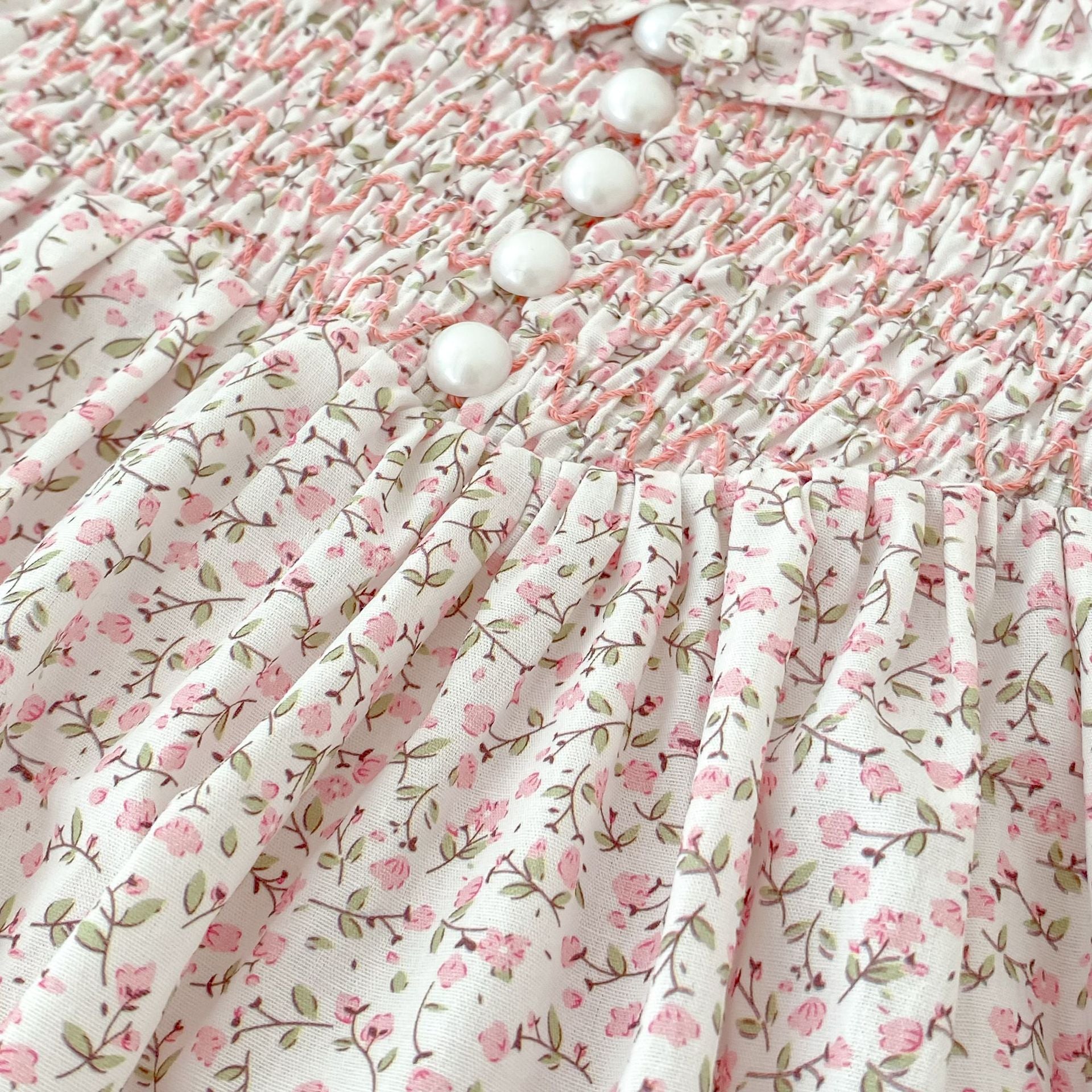 （Pre Order 2 Weeks）Sisters Fall Floral Print Smocked Dress&Romper