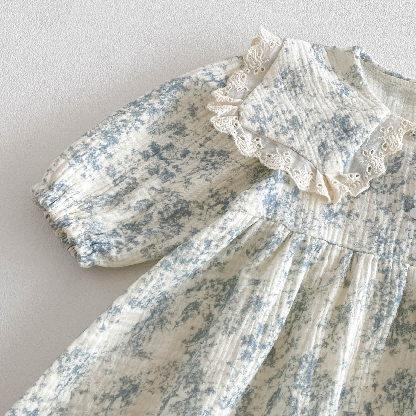 （In Production）Girls Fall Floral Print Lace Collar Dress