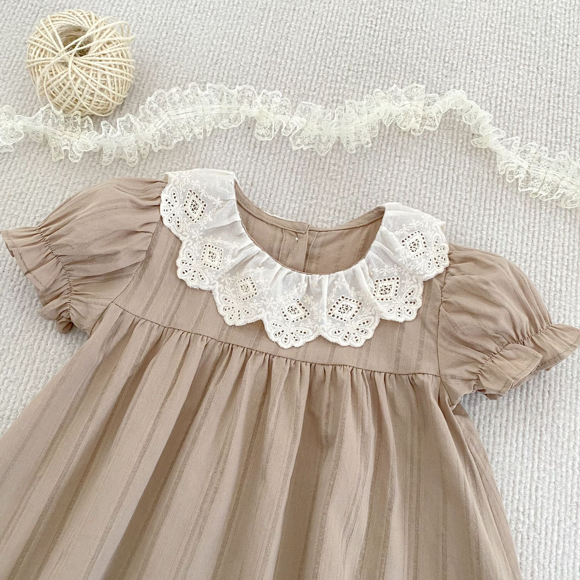 （Pre Order 2 Weeks）Sisters Fall Brown Lace Ruffle Dress&Bloomer Set