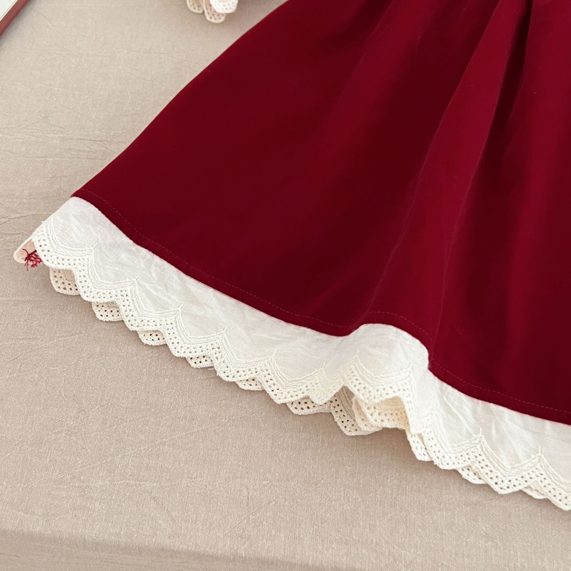 （Pre Order 2 Weeks）Sisters Red Velvet Lace Dress&Romper