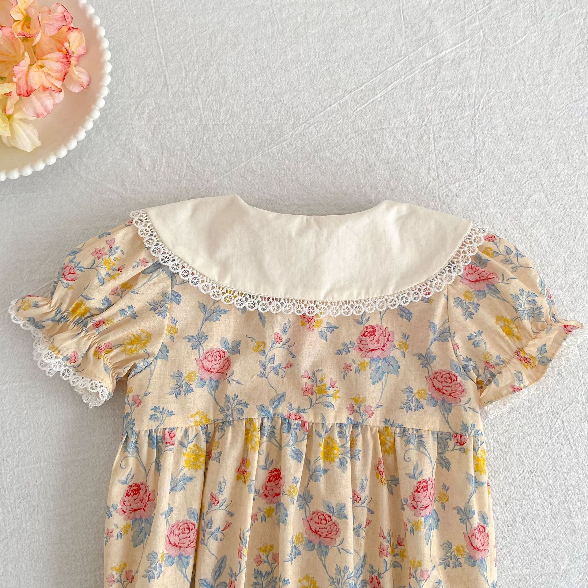 （Pre Order 2 Weeks）Sisters Floral Print Baby Collar Dress&Romper