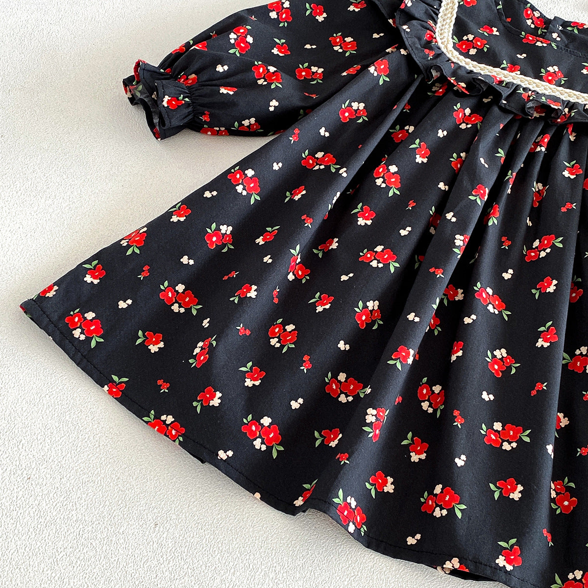 （Pre Order 2 Weeks）Sisters Fall Floral Print Ruffle Dress&Romper