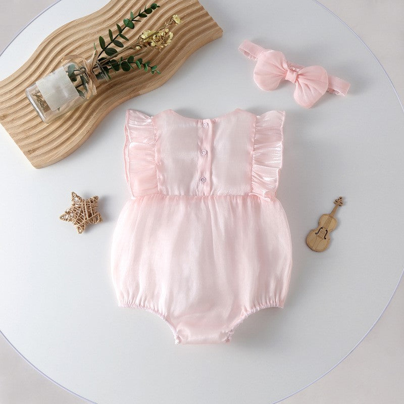 （In Production）Toddler Girls Spring&Summer Pink Ruffle Romper