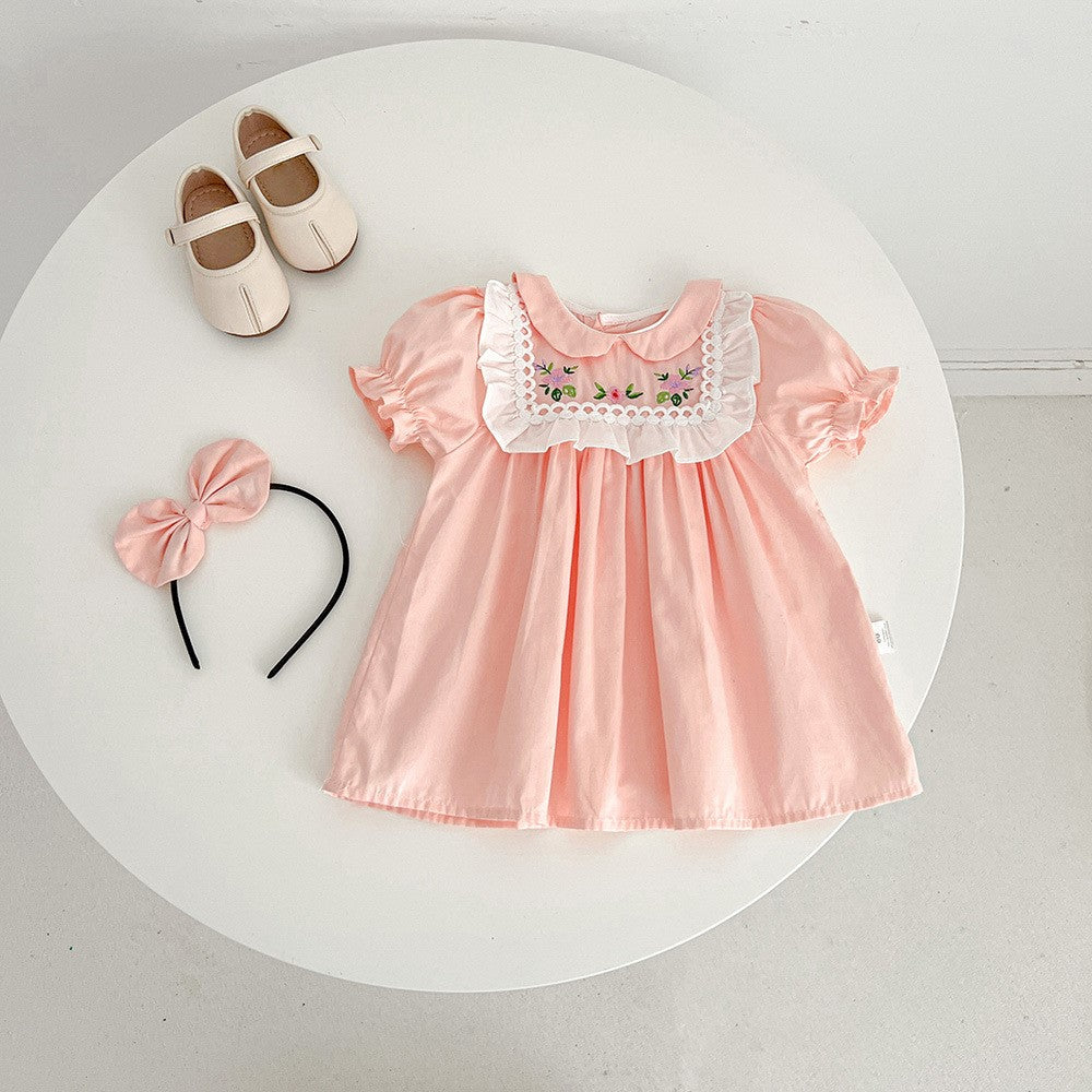 （In Production）Sisters Spring&Summer Floral Embroidery Ruffle Dress,Romper