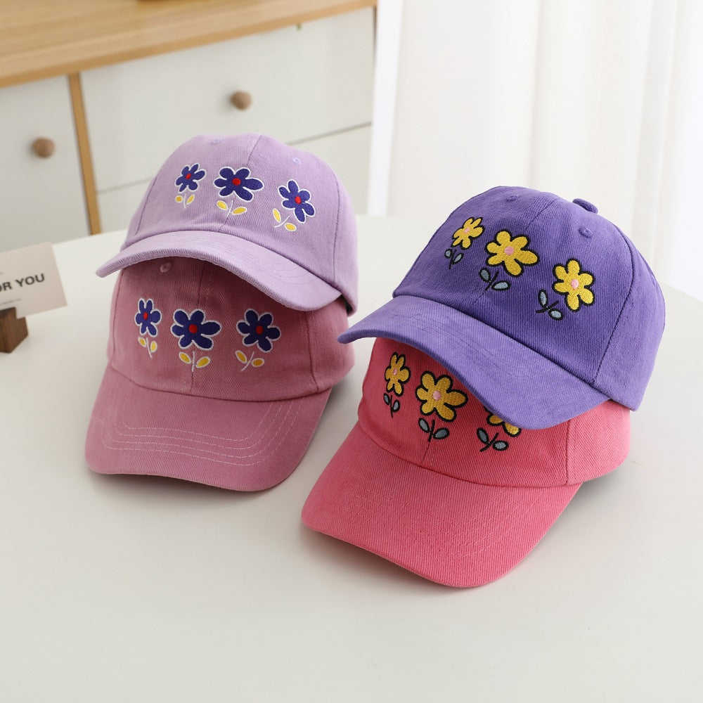 （Pre Order）Girls Spring&Summer Floral Embroidery Baseball Cap
