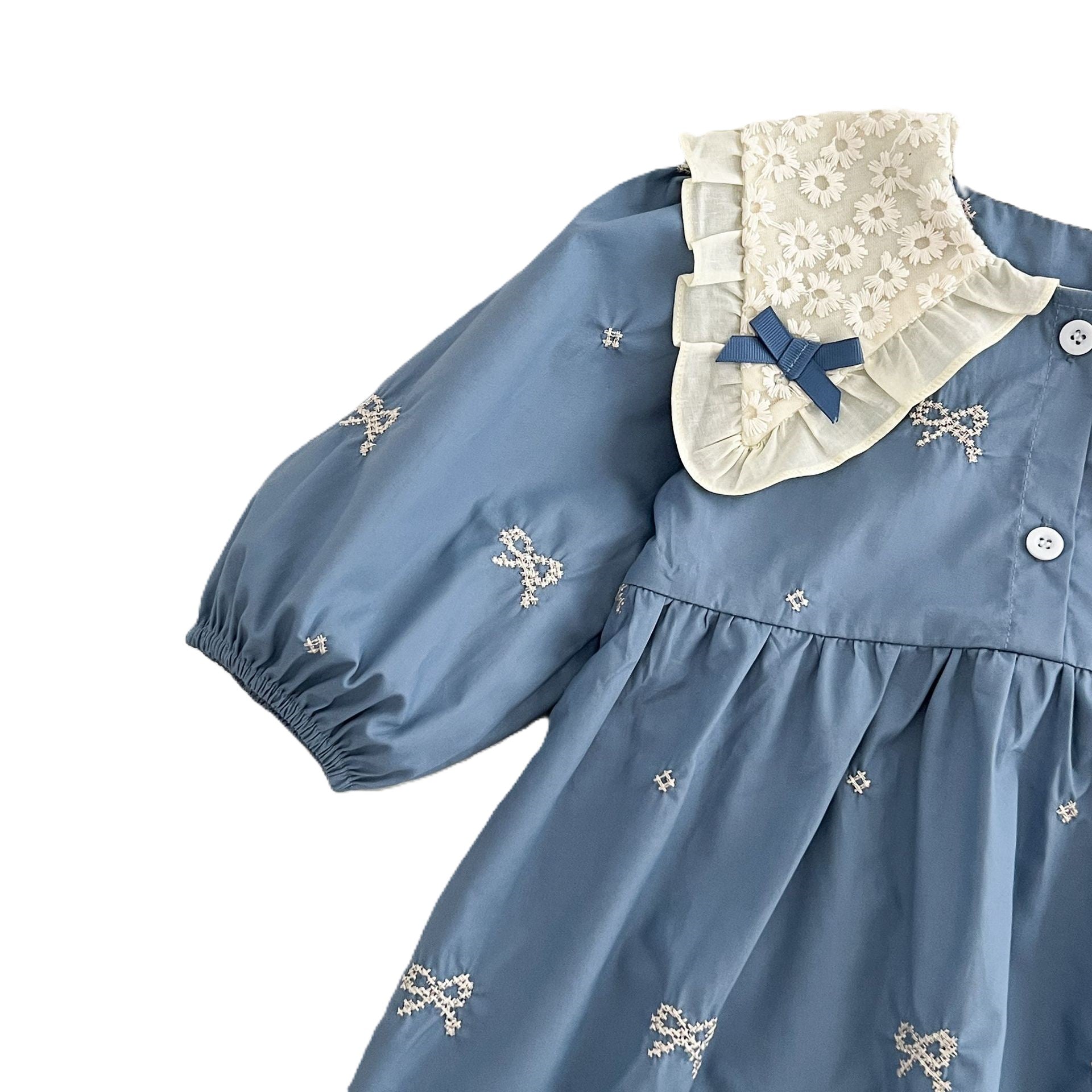 （In Production）Sisters Spring&Summer Bow Embroidery Doll Collar Dress&Romper