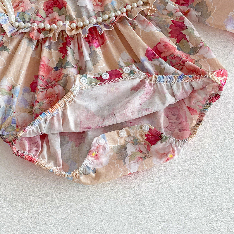 （Pre Order 2 Weeks）Sisters Fall Floral Print Ruffle Dress&Romper