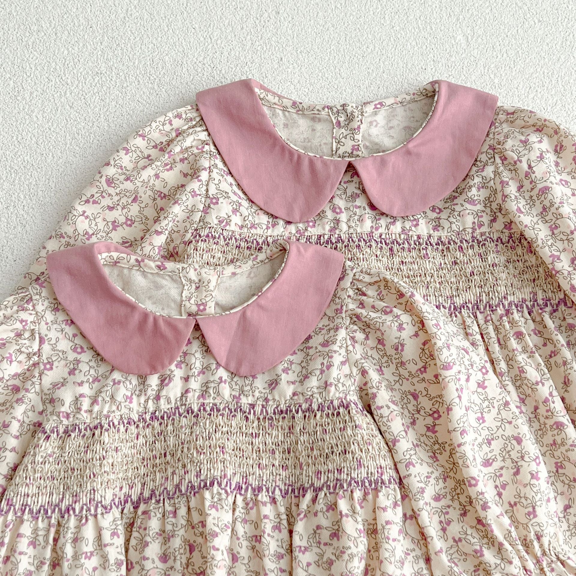 （In Production）Sisters Spring&Summer Lavender Doll Collar Smocked Dress&Romper