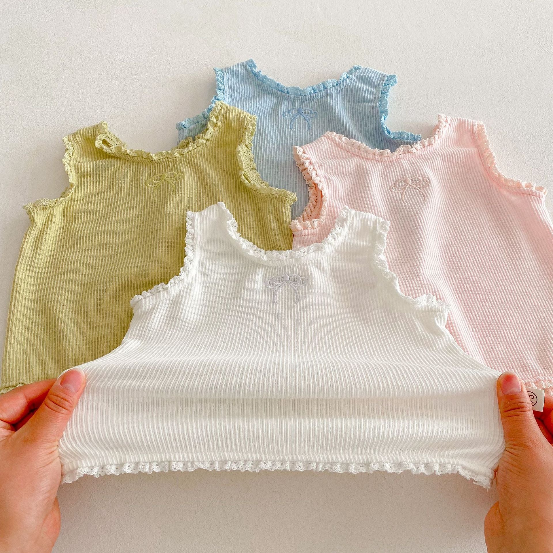 （In Production）Girls Spring&Summer Solid Color Tank Top and Short Pants Set