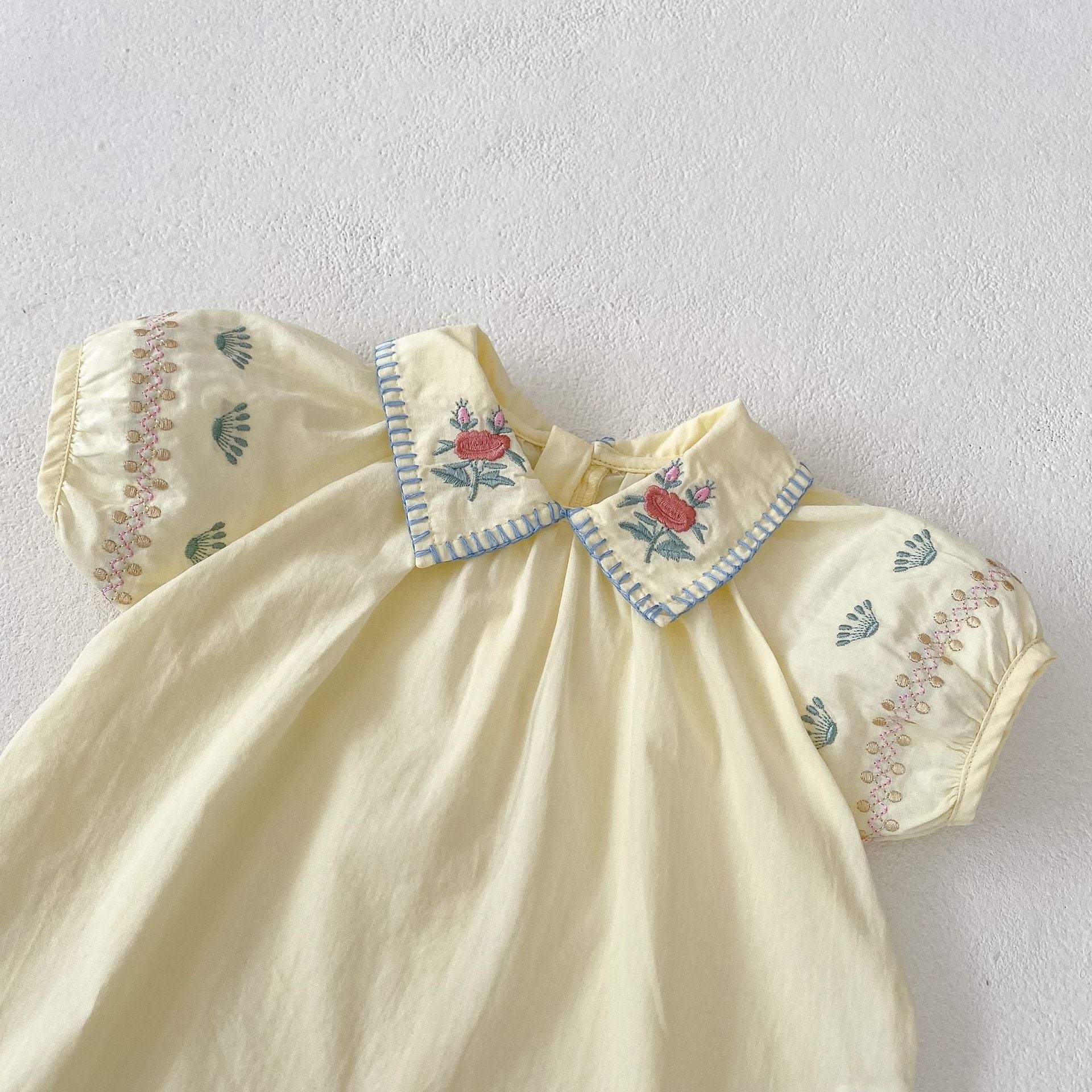 （In Production）Toddler Girls Spring&Summer Floral Embroidery Bloomer Set