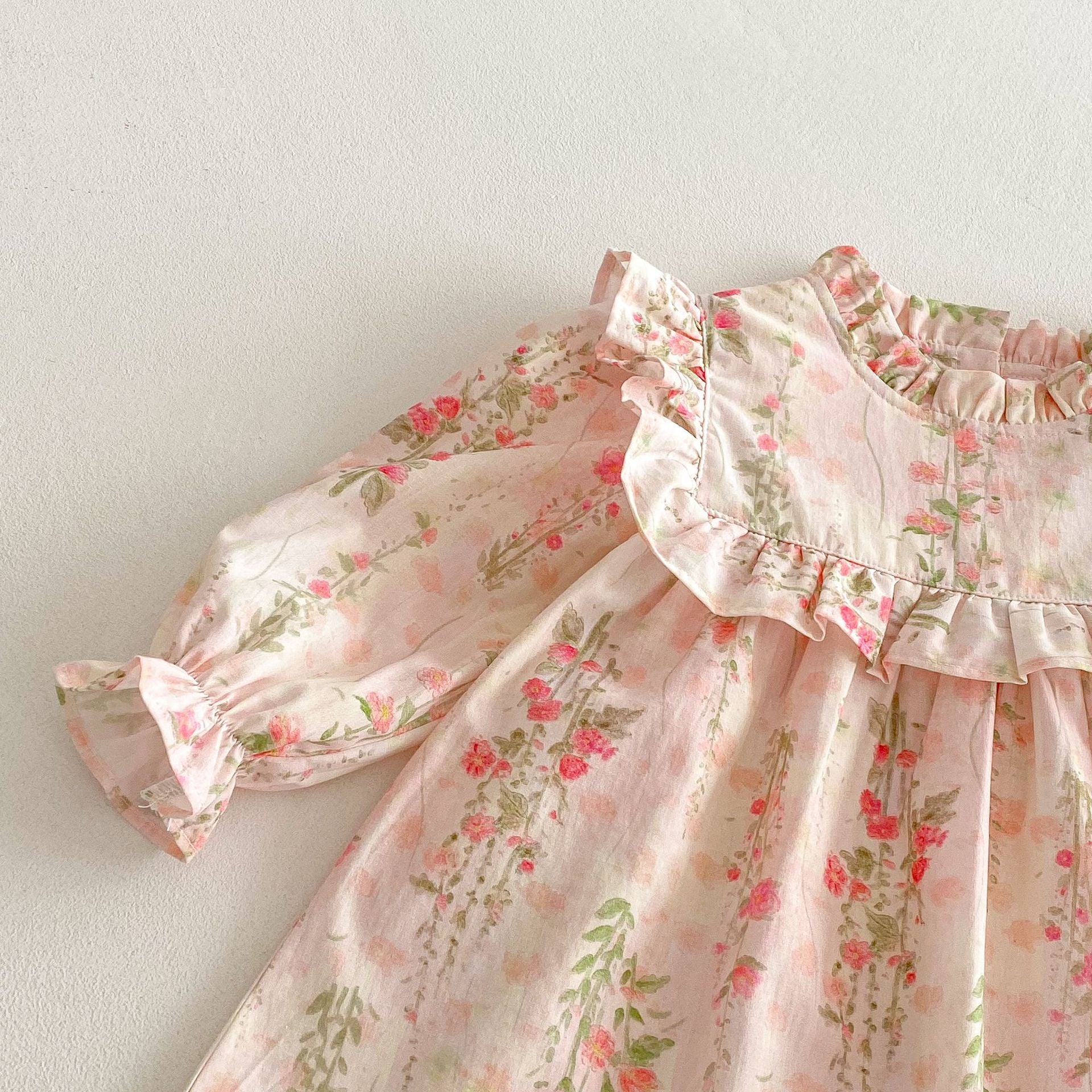 （Pre Order 2 Weeks）Girls Fall Floral Print Ruffle Dress