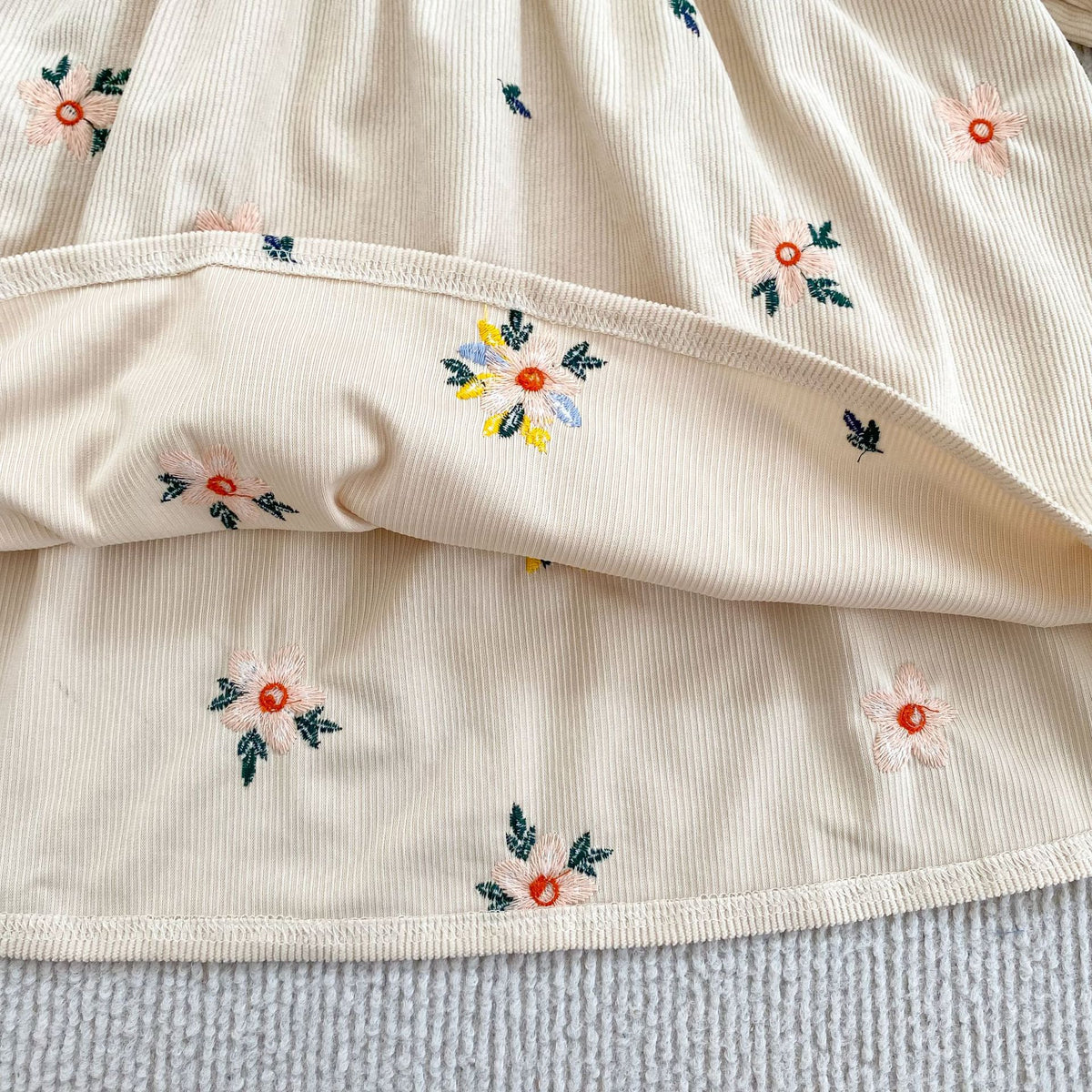（Pre Order 2 Weeks）Sisters Fall Floral Embroidery Corduroy Dress&Romper