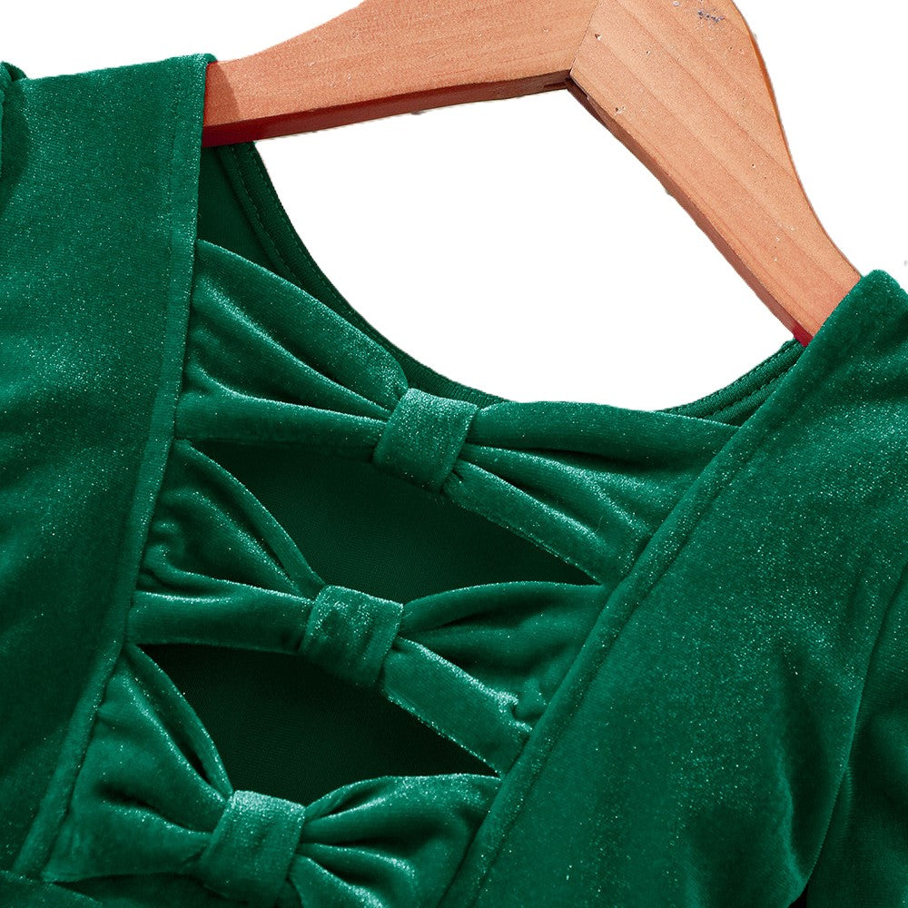 （In Production）Girls Christmas Velvet Dress