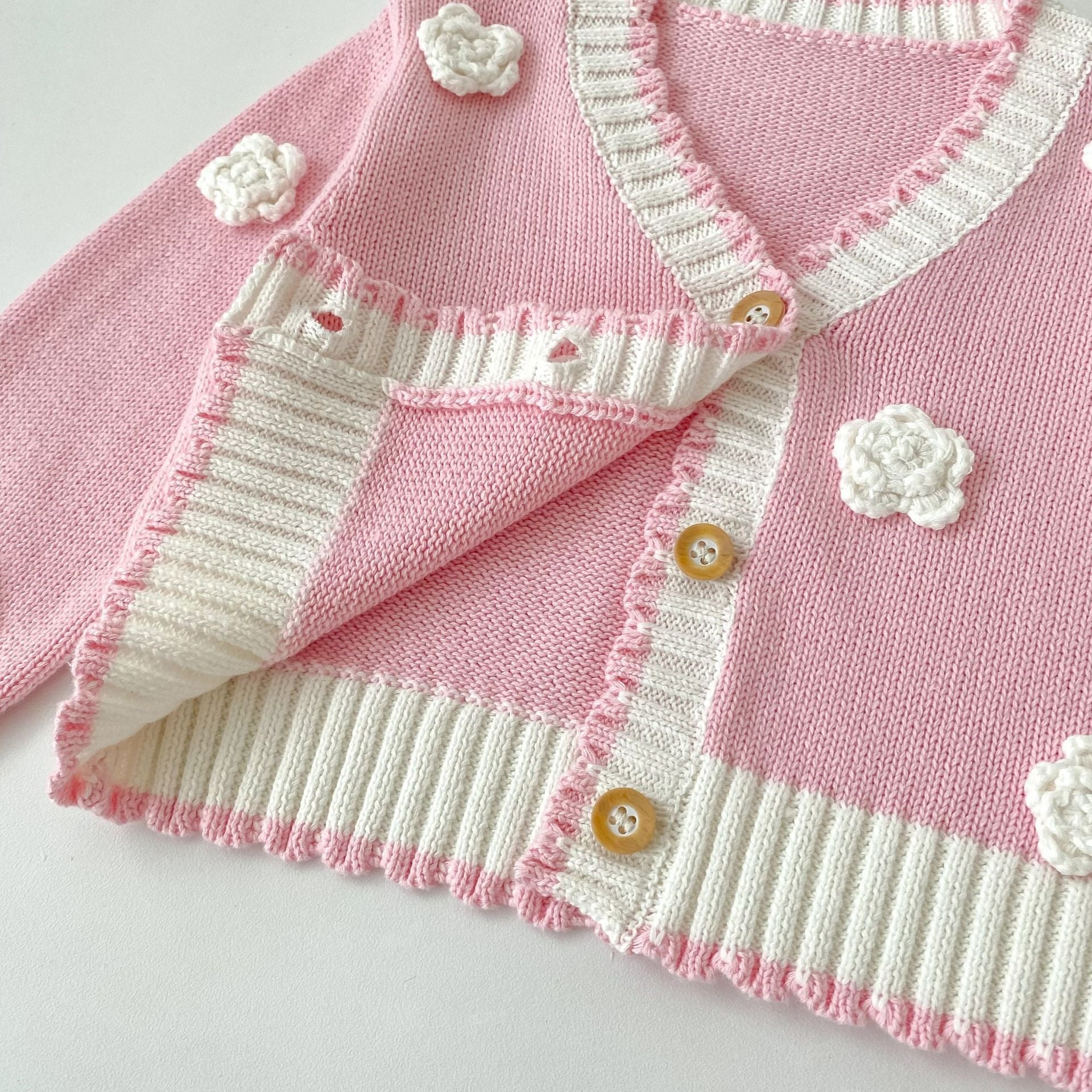 （Pre Order 2 Weeks）Toddler Girls Floral Pink Knitted Cardigan