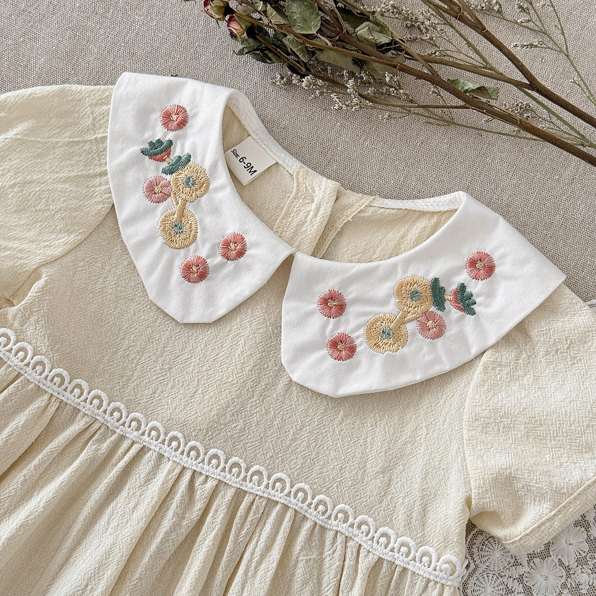 （In Production）Girls Fall Embroidery Baby Collar Dress