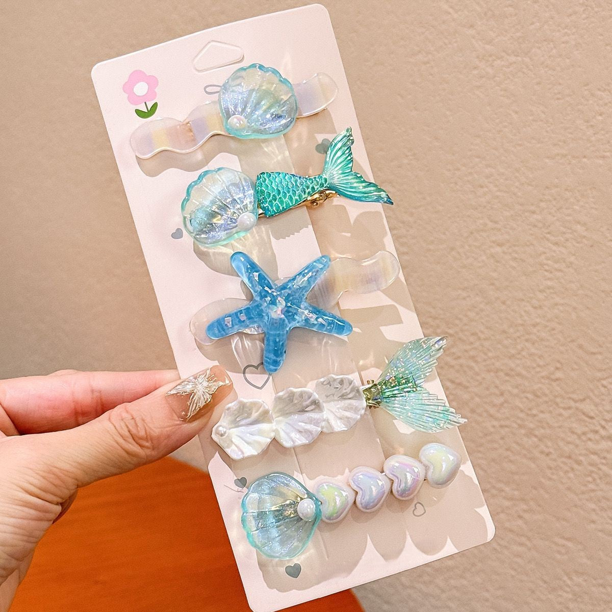 （Pre Order）Girls Summer Sea Shell Hair Clip 5 Pcs