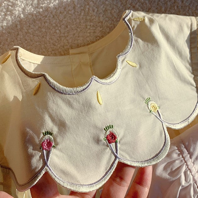 （In Production）Girls Spring&Summer Scallop Collar Embroidery Dress