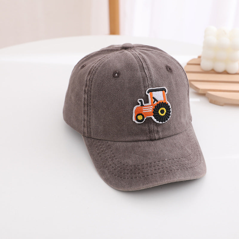 （Pre Order）Boys Spring&Summer Bulldozer Embroidery Baseball Cap