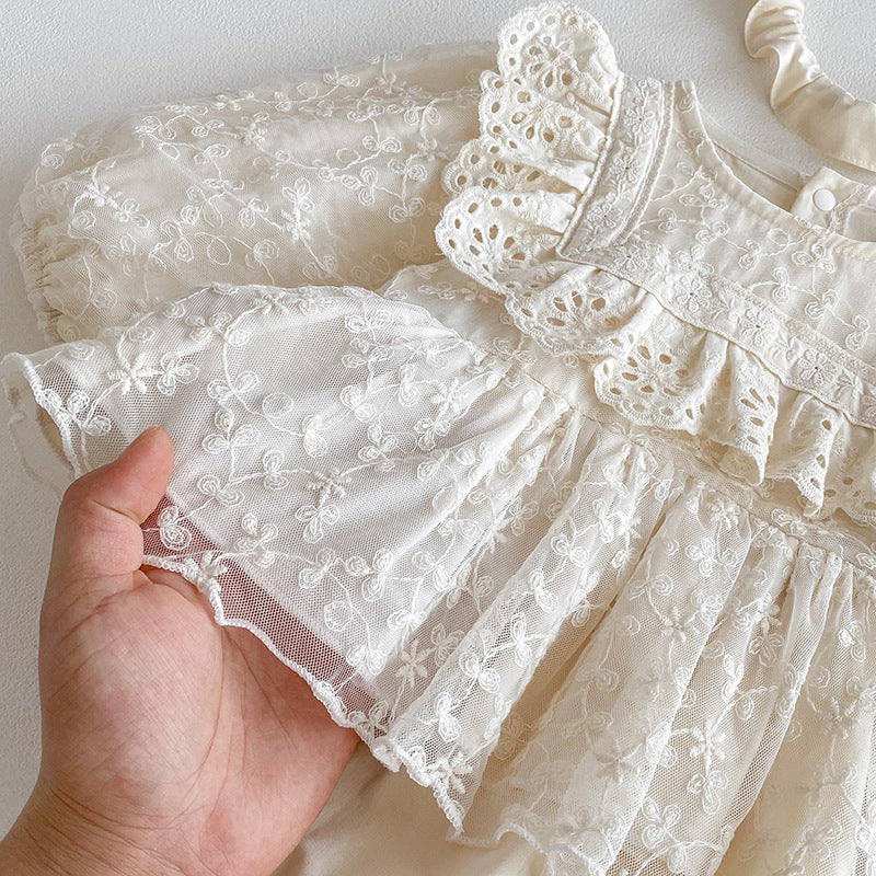 （In Production）Girls Fall Lace Ruffle Romper