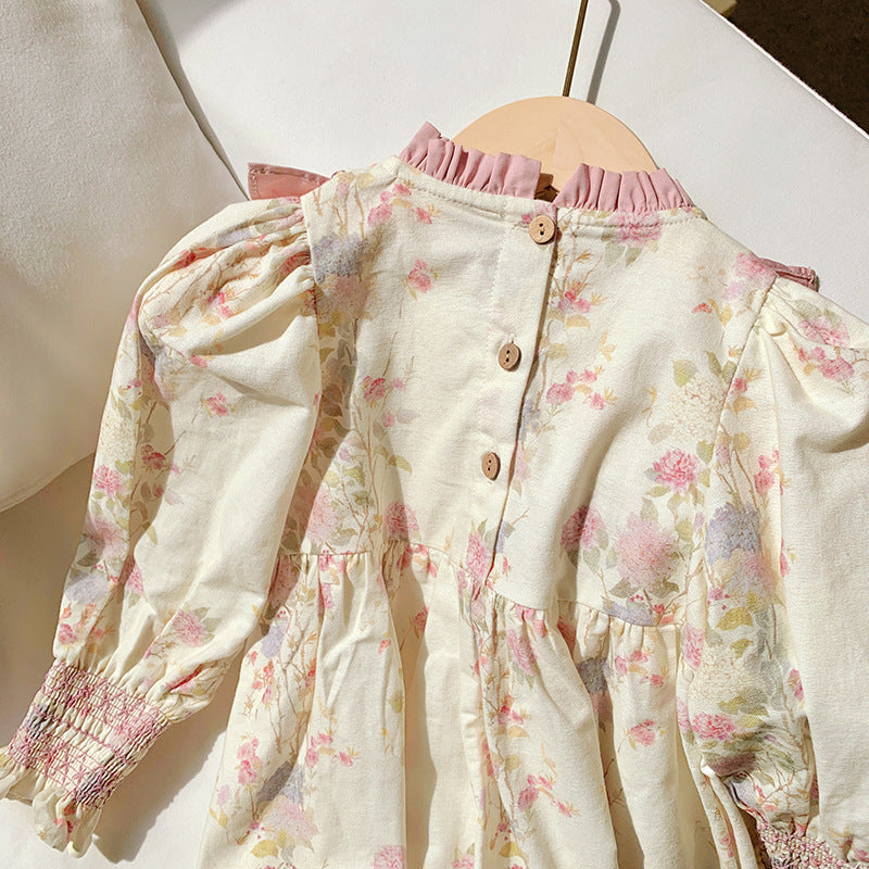 （In Production）One Pack(6 Pieces total)Sale Girls Fall Ruffle Smocked Dress
