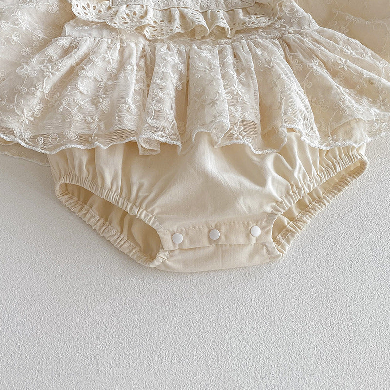 （In Production）Girls Fall Lace Ruffle Romper