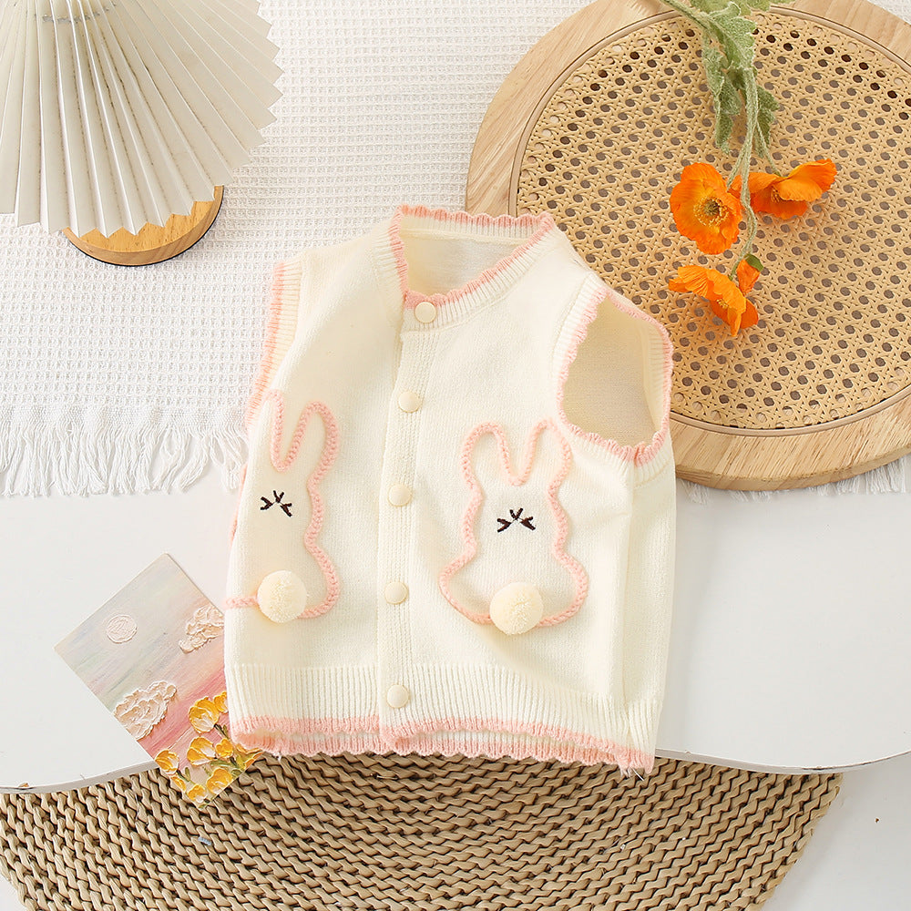 （In Production）Girls Easter Bunny Vest Cardigan