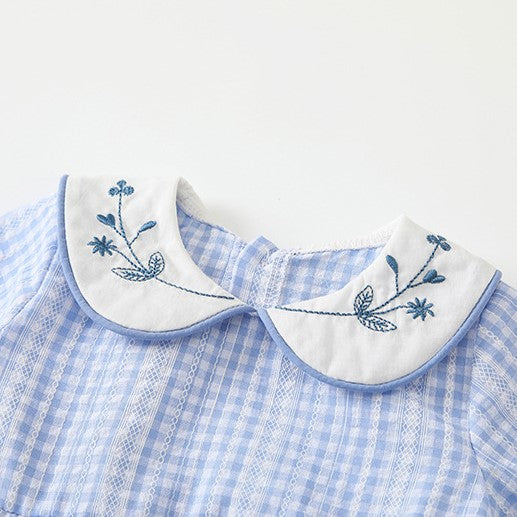 （In Production）Toddler Girls Spring Floral Embroidery Cotton Romper